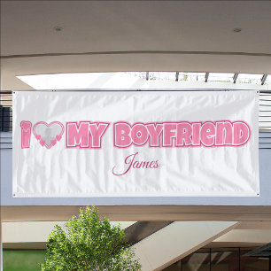 Banderoles Custom I Love My Boyfriend - Ajouter photo et nom