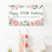 Banderoles Custom Joyeux 100e anniversaire Floral (En situation)