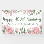 Banderoles Custom Joyeux 100e anniversaire Floral (Horizontal)