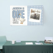 Banderoles Custom Modern One Silly Goose First Birthday Party (Salon professionnel)
