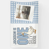 Banderoles Custom Modern One Silly Goose First Birthday Party (Vertical)
