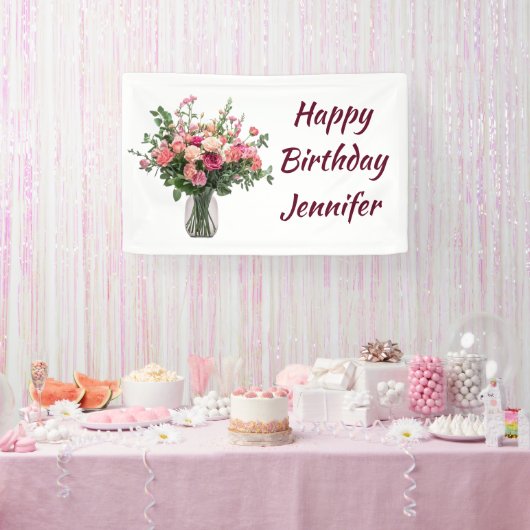 Banderoles Custom Name Flower Floral Bouquet (Fête)