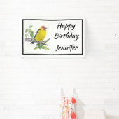 Banderoles Custom Name Text Watercolor Scarlet Tanager Bird (Insitu)