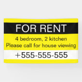 Banderoles Custom Real Estate Agency For Rent Phone Number (Horizontal)