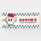 Banderoles Custom Retro Baseball fête d'anniversaire Vinyl Ou (Horizontal)