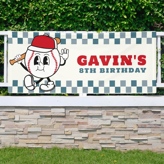 Banderoles Custom Retro Baseball fête d'anniversaire Vinyl Ou