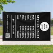 Banderoles Custom Small Business Opening Hours logo & qr code (Dehors)