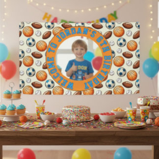 Banderoles Custom Sports Theme Birthday Photo Banner