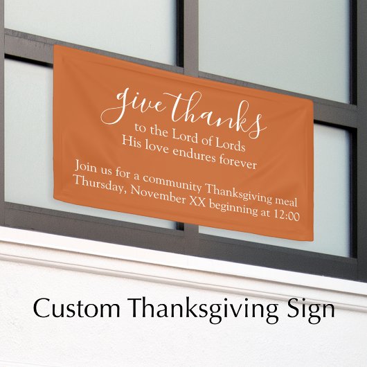 Banderoles Custom Text Orange Thanksgiving Meal Church