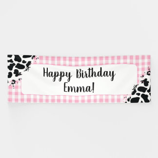Banderoles Customizable Happy Birthday Banner Pink Gingham
