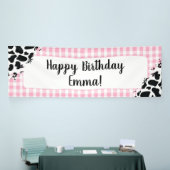 Banderoles Customizable Happy Birthday Banner Pink Gingham (Salon professionnel)