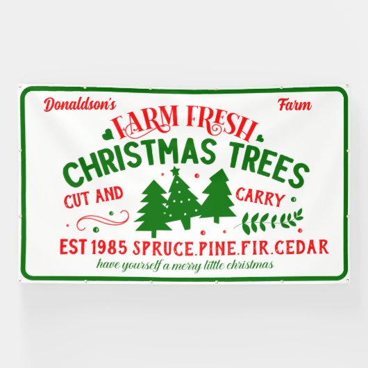 Banderoles Customize Farm Fresh Christmas Trees For Sale (Horizontal)