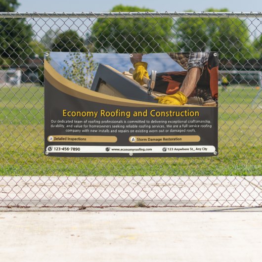 Banderoles Customize Roofing Service Business Detailed 2  (En situation)