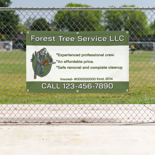 Banderoles Customize Tree Service Man With Chainsaw Business (En situation)