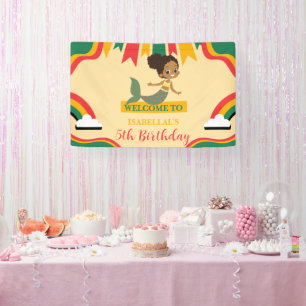 Banderoles Cute afro mermaid Filles afro-américaines Annivers