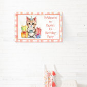 Banderoles Cute Aquarelle Kitten Thème Anniversaire (Insitu)