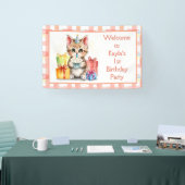 Banderoles Cute Aquarelle Kitten Thème Anniversaire (Salon professionnel)