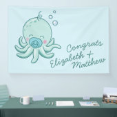 Banderoles Cute Baby shower Octopus Kawaii Blue Boy (Salon professionnel)