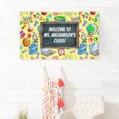 Banderoles Cute Back to School Watercolor Chalkboard coloré (En situation)
