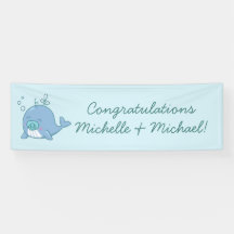 Cute baleine Baby shower Kawaii Boy Blue