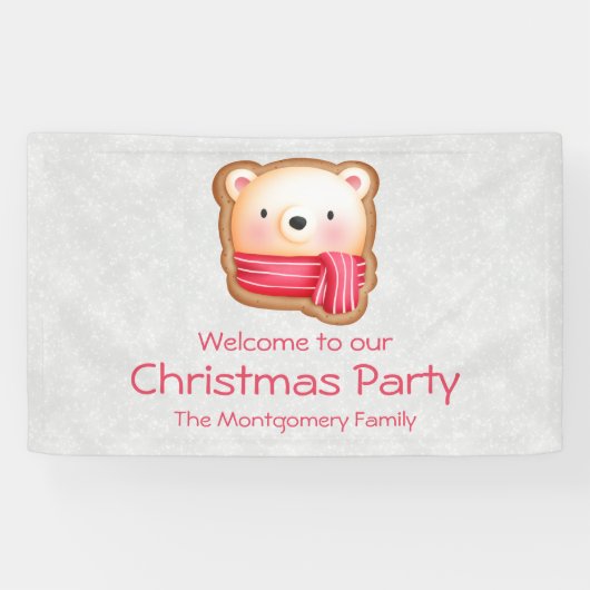 Banderoles Cute Bear Face Red Scarf et Rosy Cheeks Christmas (Horizontal)
