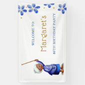 Banderoles Cute Black Lady Floral 80e anniversaire (Vertical)