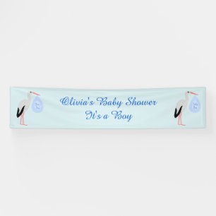 Banderoles Cute Blue Baby Boy Stork Baby shower personnalisé