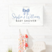 Banderoles Cute Blue Bow Ribbon Boy Baby shower Bienvenue (En situation)