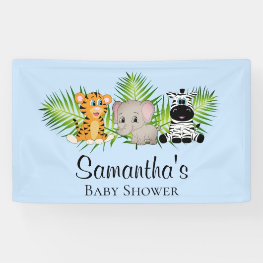 Banderoles Cute Boy Baby shower bleu Safari Jungle (Horizontal)