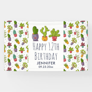 Banderoles Cute Cactus Nature Succulents Motif Anniversaire