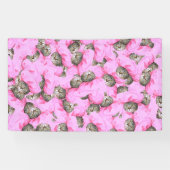 Banderoles Cute Chat dans un Motif Casquette rose Random (Horizontal)