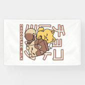 Banderoles Cute Chat Riding Chocolat Lait Carton Kawaii Art (Horizontal)