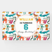 Banderoles Cute Colorful Animaux Abstraits Parti Anniversaire (Horizontal)