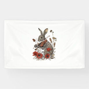 Banderoles Cute Cottagecore Graphic Rabbit Jouer du violon