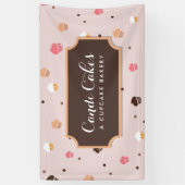 Banderoles Cute Cupcakes Boulangerie Motif rose (Vertical)