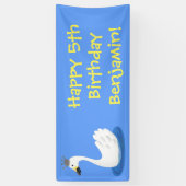 Banderoles Cute cygne blanc avec dessin de la couronne (Vertical)