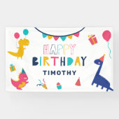 Banderoles Cute Dinosaur Anniversaire couleur Whimsical (Horizontal)