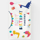 Banderoles Cute Dinosaur Anniversaire couleur Whimsical (Vertical)