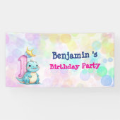 Banderoles Cute Dinosaur rugir garçon premier anniversaire (Horizontal)