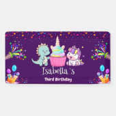 Banderoles Cute Dinosaur Unicorn arc-en-ciel enfant d'anniver (Horizontal)