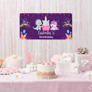 Banderoles Cute Dinosaur Unicorn arc-en-ciel enfant d'anniver