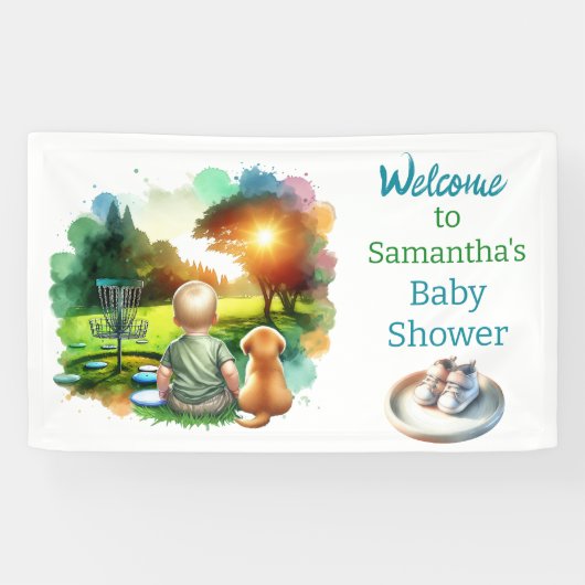 Banderoles Cute Disk Golf Boy's Baby shower Affiche de bienve (Horizontal)