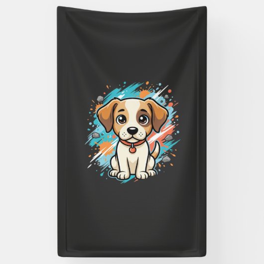 Banderoles Cute Dog Paint Splash Vector Art_1 (Vertical)