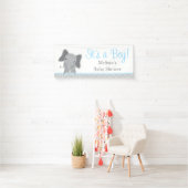 Banderoles Cute Elephant Chevron Baby shower bleu clair 6' (En situation)