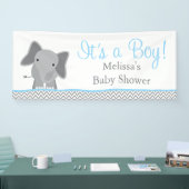 Banderoles Cute Elephant Chevron Baby shower bleu clair 6' (Salon professionnel)