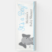 Banderoles Cute Elephant Chevron Baby shower bleu clair 6' (Vertical)