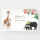 Banderoles Cute Elephant & Giraffe Baby shower Affiche de bie (Horizontal)