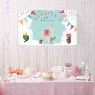 Banderoles Cute Fiesta Llama & Cactus Anniversaire de enfant