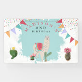 Banderoles Cute Fiesta Llama & Cactus Anniversaire de enfant (Horizontal)