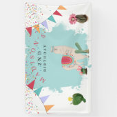 Banderoles Cute Fiesta Llama & Cactus Anniversaire de enfant (Vertical)